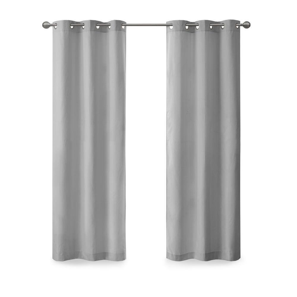 Gray Basketweave Room Darkening Outdoor Curtain Panel Pair