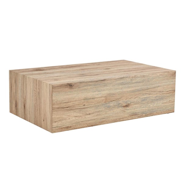 Polibi Modern 39.3 in. Natural Rectangle Wood Coffee Table