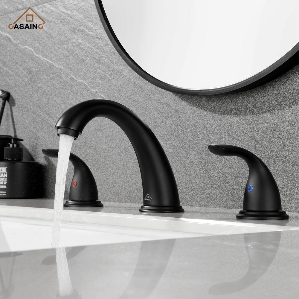 Matte Black Stainless Steel 2-Handle Widespread Bathroom Faucet