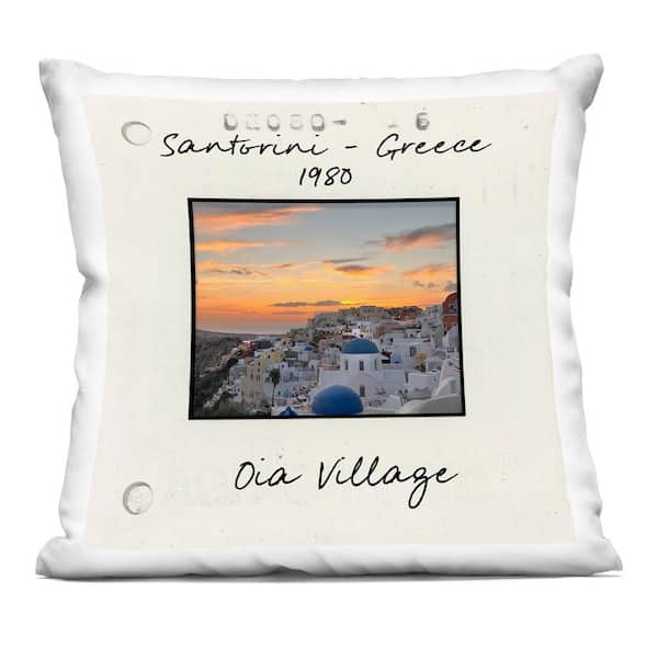 Stupell Industries Greece Travel City View Orange Abstract Polyester 18 in. x 18 in. Throw Pillow