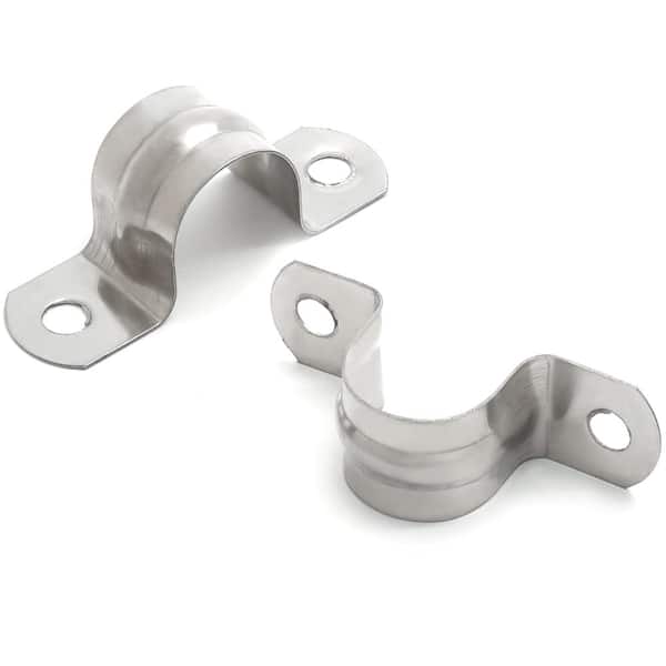 25 Pack 3/4 in M20 Stainless Steel Two Hole Conduit Clamps U Bracket Pipe Straps for Wall or Ceiling Mount