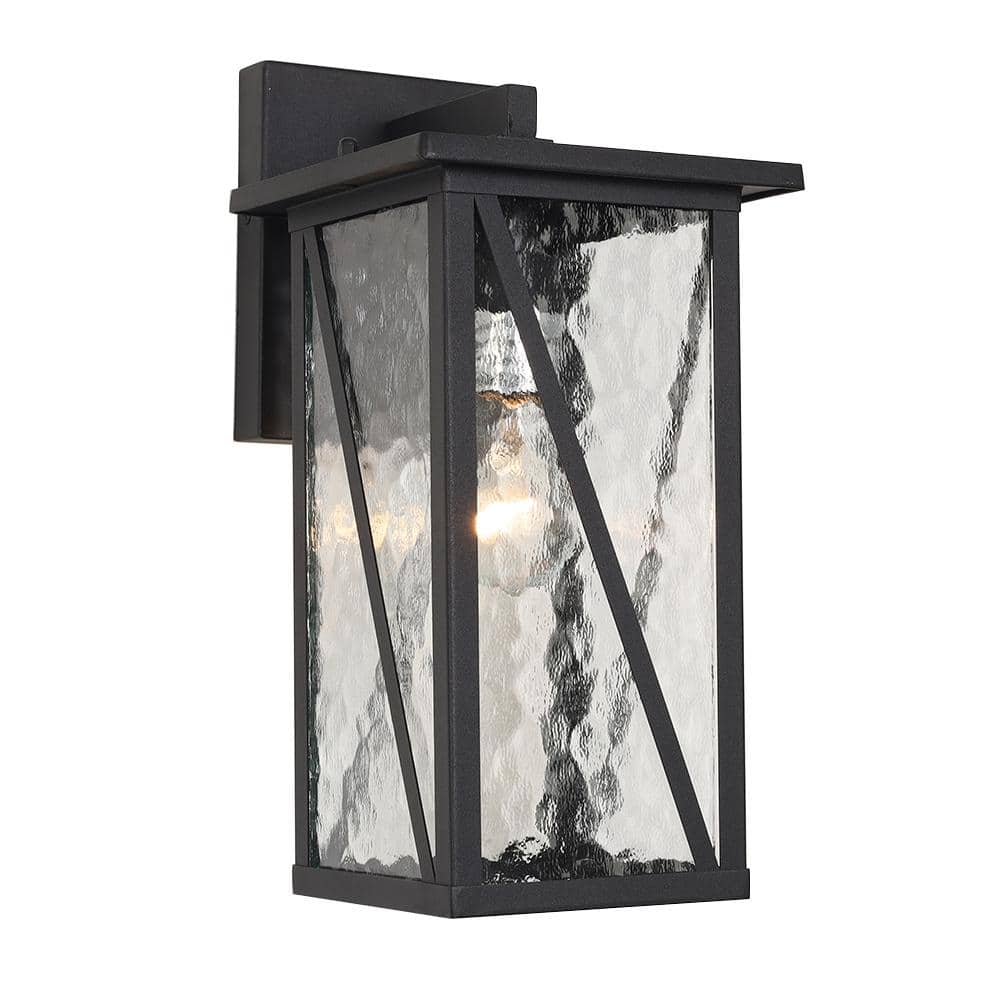 Black Outdoor Hardwired Wall Lantern Sconce with No Bulbs Included