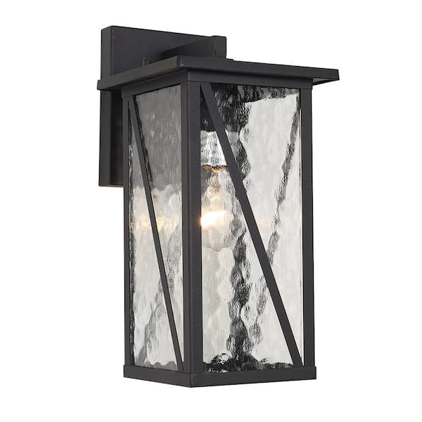Unbranded Black Outdoor Hardwired Wall Lantern Sconce with No Bulbs Included