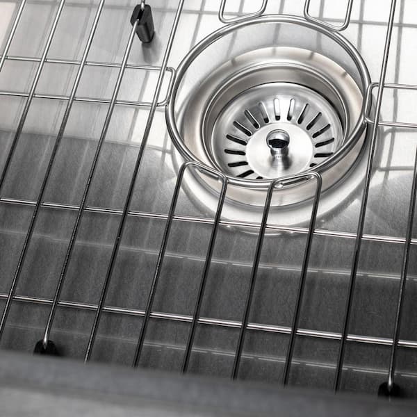 36 in. Meribel Undermount Single Bowl Satin Stainless Steel Kitchen Sink with Bottom Grid