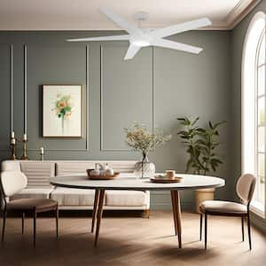 Skymaster 64 in. Indoor Flat White Windmill Ceiling Fan with Warm White Integrated LED with Remote Included