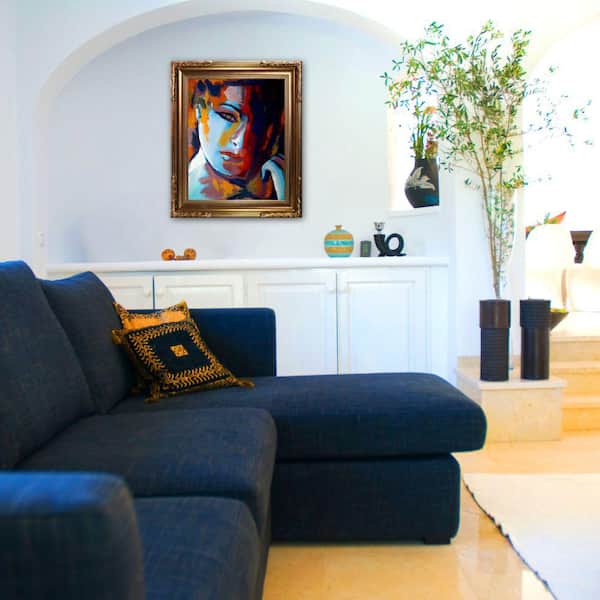 ArtistBe 23 in. x 27 in. "Divided with Florentine Gold Frame " by Helena Wierzbicki Framed Canvas Wall Art