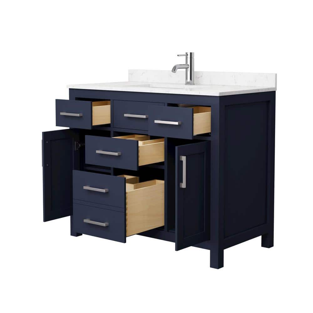 Beckett 42" Dark Blue Single Bathroom Vanity with Carrara Marble Top