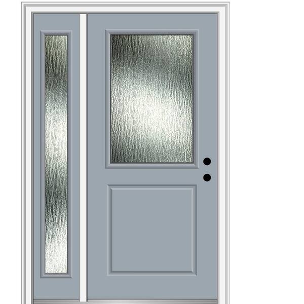 MMI Door 48 in. x 80 in. Left-Hand Inswing Rain Glass Storm Cloud Fiberglass Prehung Front Door on 4-9/16 in. Frame