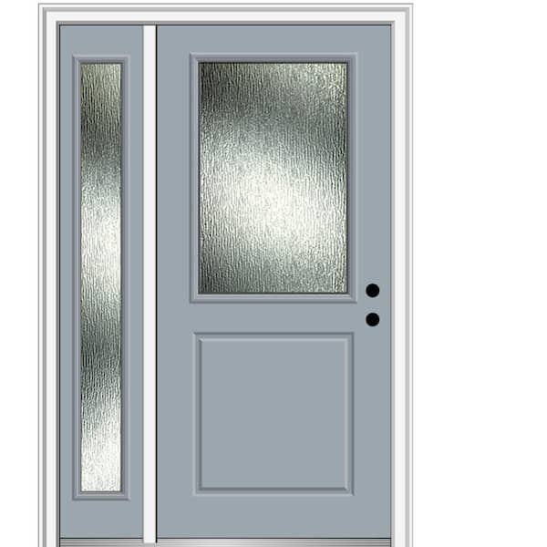 MMI Door Rain Glass 50 in. x 80 in. Left-Hand Inswing Storm Cloud Fiberglass Prehung Front Door on 4-9/16 in. Frame