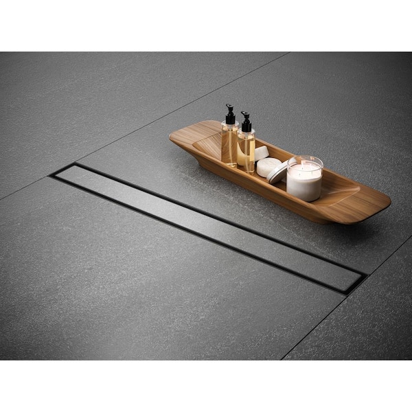 32 in. Linear Stainless Steel Shower Drain with Tile Insert in Venetian Bronze