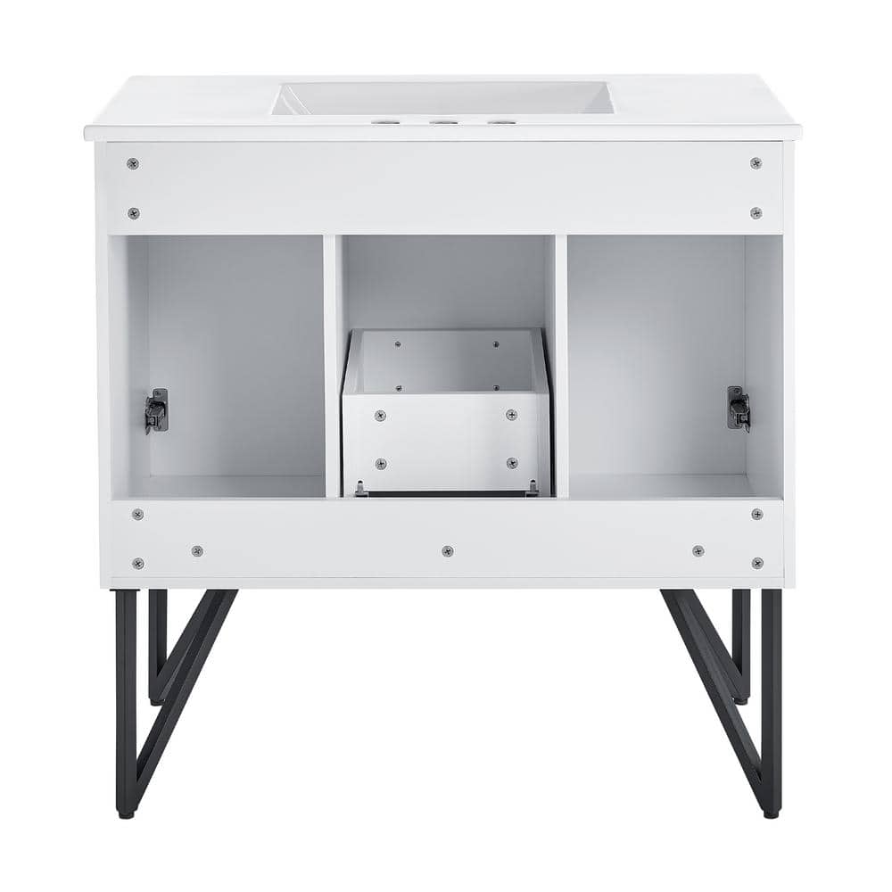 Annecy 36" Glossy White Freestanding Bathroom Vanity with Ceramic Sink