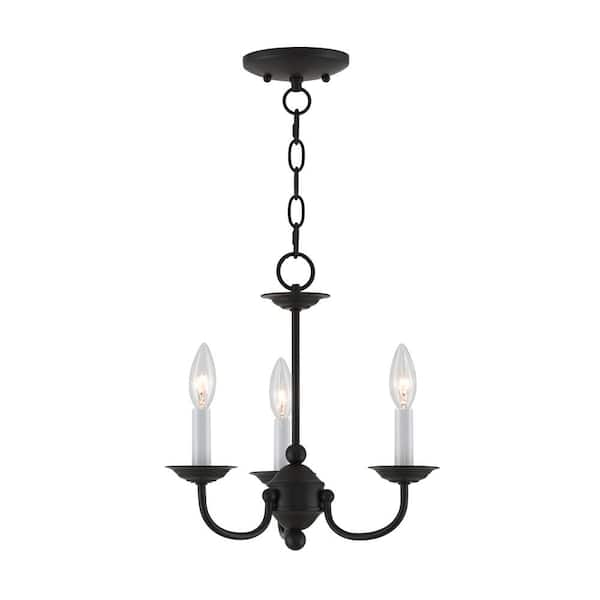 AVIANCE LIGHTING Callahan 14 in. 3-Light Black Convertible Mini Chandelier/Semi Flush