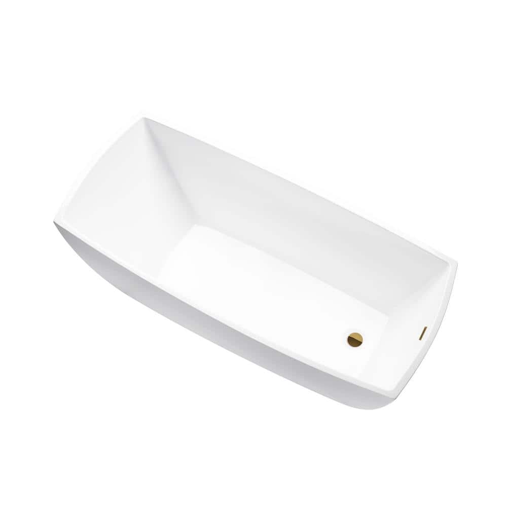 White and Gold 67" Acrylic Freestanding Bathtub