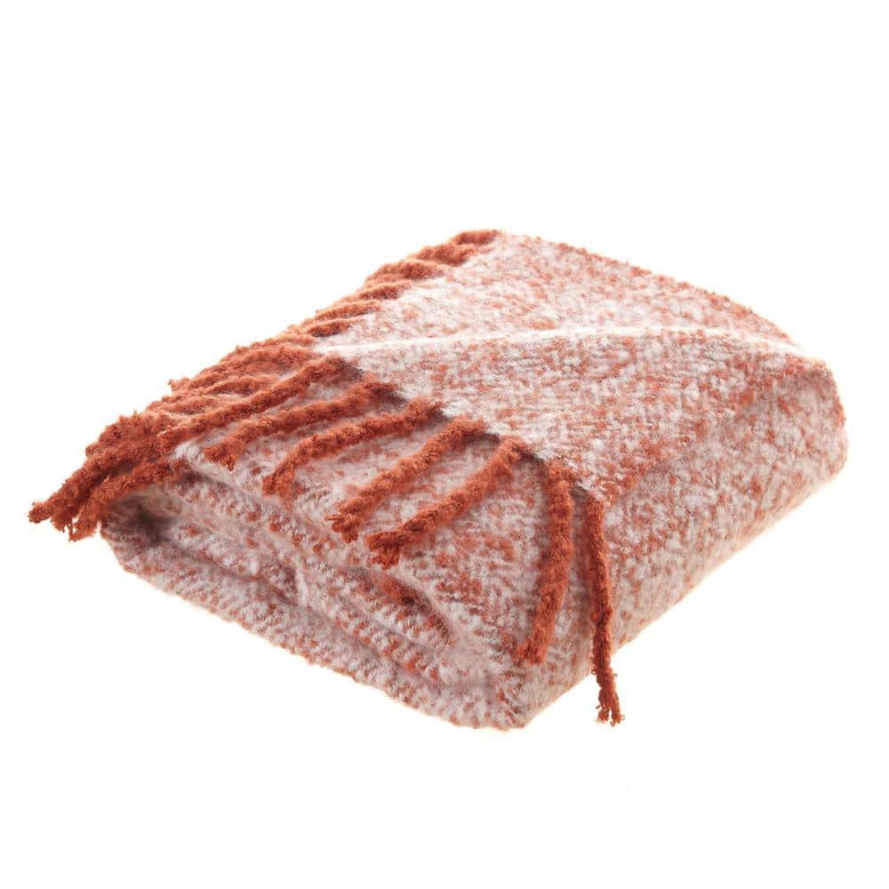 HomeRoots Charlie Rust Geometric Acrylic Throw Blanket 2000531358 The