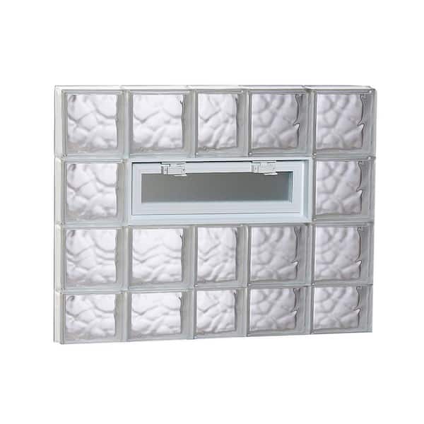 Clearly Secure 36.75 in. x 29 in. x 3.125 in. Frameless Wave Pattern Vented Glass Block Window