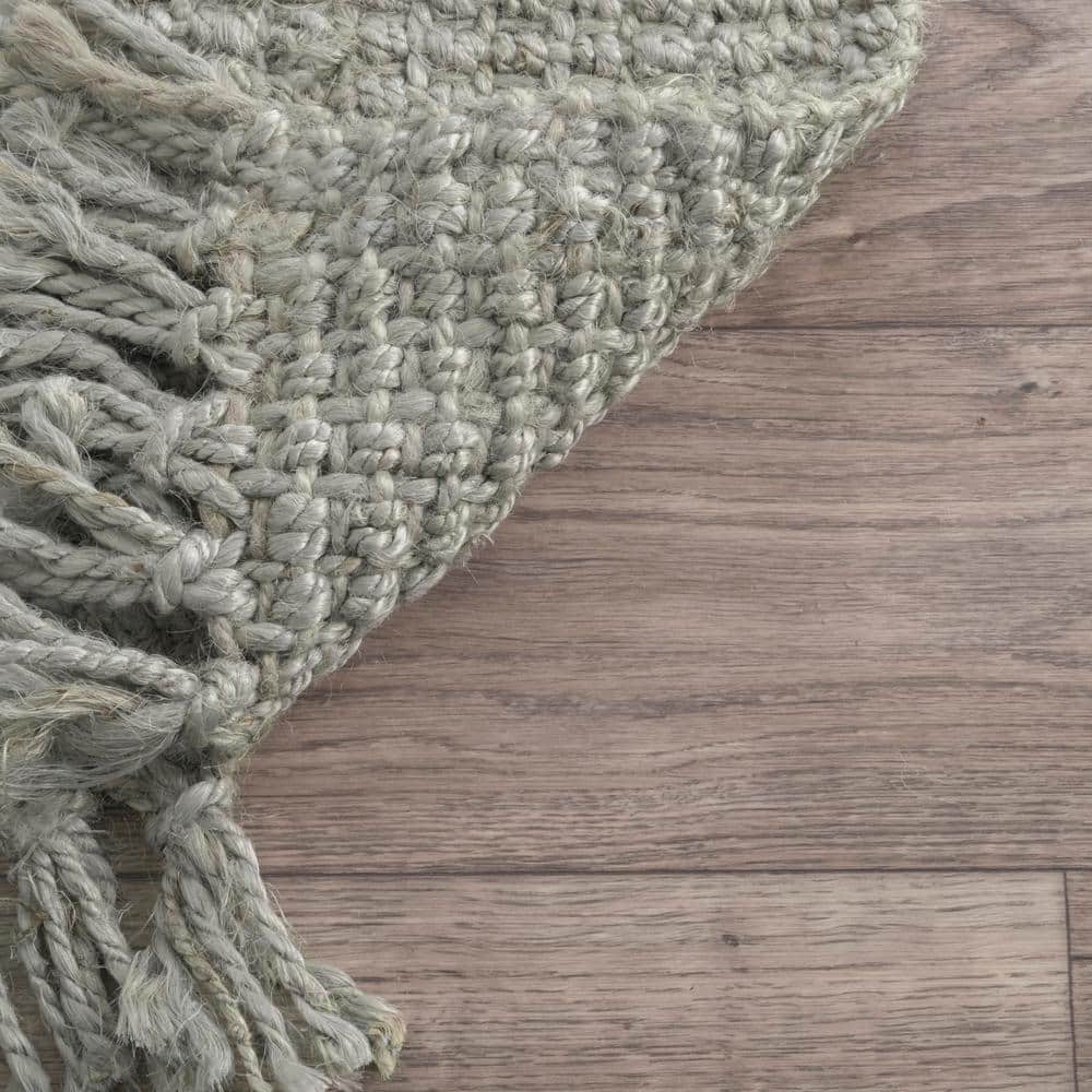 Handmade Gray Wool Braided Rectangular 5' x 7' Area Rug