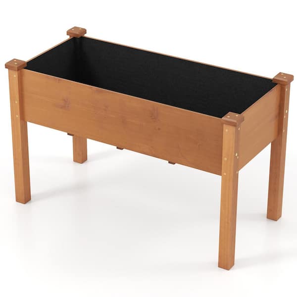 ANGELES HOME 49 in. x 23 in. x 30 in. Brown Wood Raised Garden Bed with Legs and Drainage Holes for Backyard