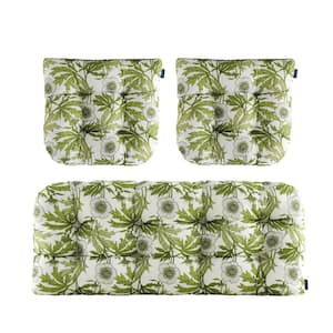 3-Piece Outdoor Chair Cushions Loveseats Outdoor Cushions Set Floral for Patio Furniture in Kelly H4" X W19"