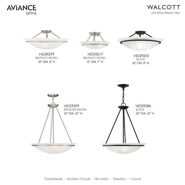 AVIANCE LIGHTING Walcott 20 in. 3-Light Black Incandescent Ceiling