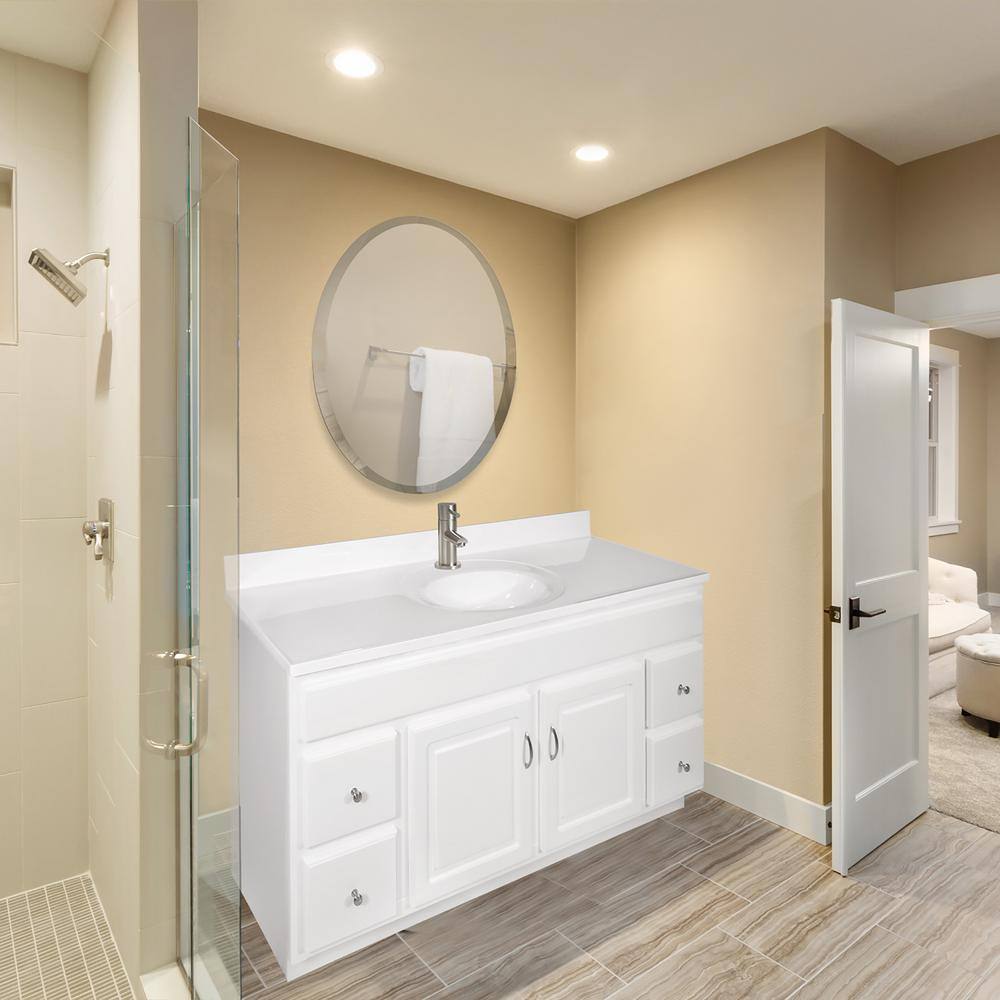 61-Inch White Cultured Marble Vanity Top with Backsplash
