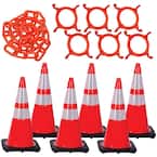 28 in. Traffic Orange Reflective Cone and Chain Kit