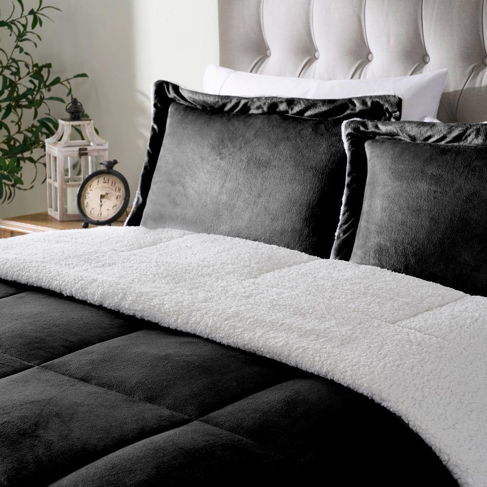 Full Pewter Reversible Microfiber Down Alternative Comforter Set