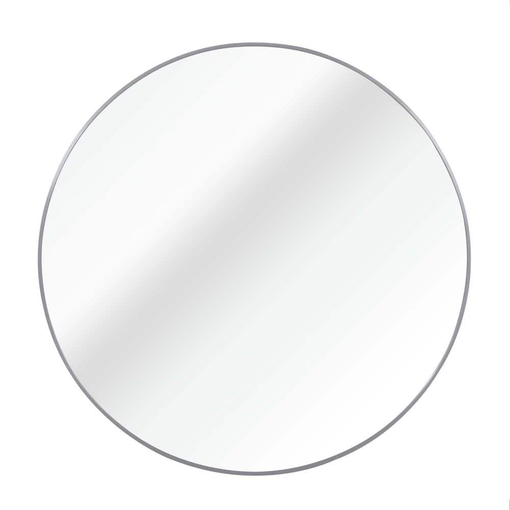 Seafuloy 39 in. W x 39 in. H Silver Round Mirror with Metal Frame Wall