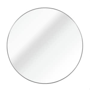 39 in. W x 39 in. H Silver Round Mirror with Metal Frame Wall Mounted Mirror for Bathroom