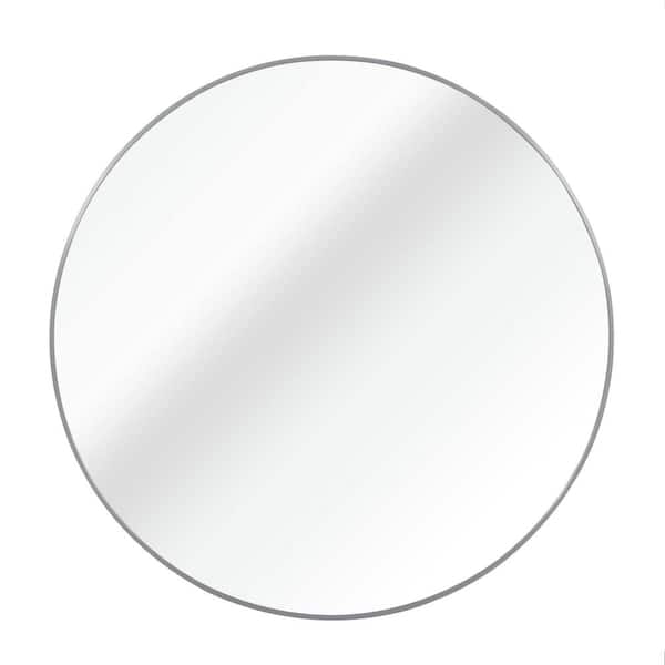 Seafuloy 39 in. W x 39 in. H Silver Round Mirror with Metal Frame Wall Mounted Mirror for Bathroom