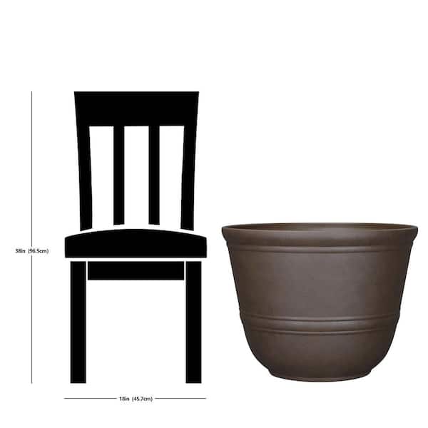 Vigoro Rue Large Brown Resin Round Planter with Drainage Hole (21.6 in. L x  21.6 in. W x 16.1 in. H) PHK7722TWK - The Home Depot