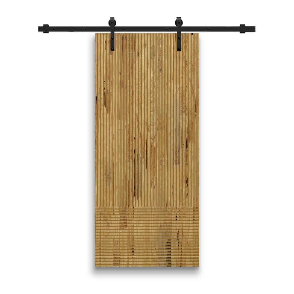 30 in. x 84 in. Japanese Series Pre Assemble Weather Oak Stained Wood Interior Sliding Barn Door with Hardware Kit price history on PriceWatchPro
