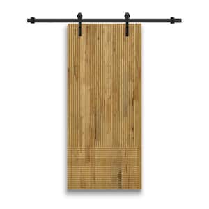 30 in. x 84 in. Japanese Series Pre Assemble Weather Oak Stained Wood Interior Sliding Barn Door with Hardware Kit