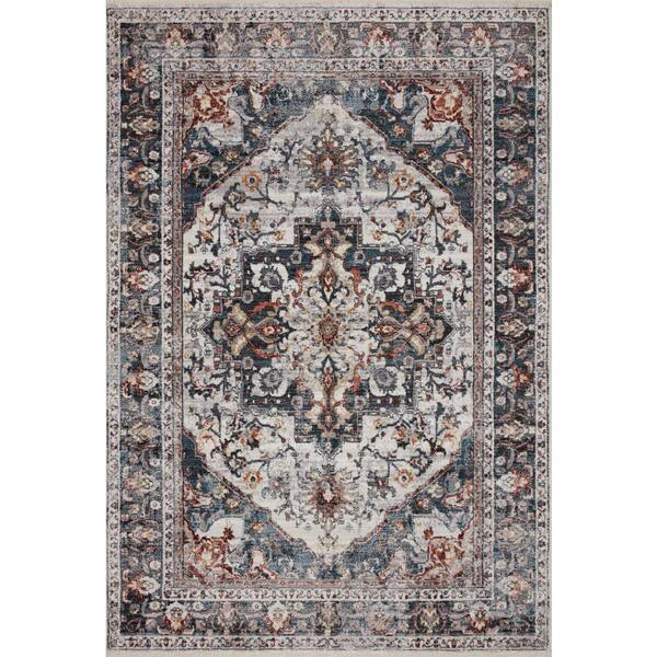 Loloi Samra Ivory/Denim 2 ft. 7 in. x 10 ft. Distressed Oriental Transitional Runner Rug