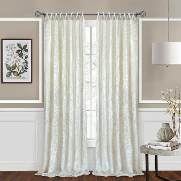 ACHIM Harper 50 in. W x 63 in. L Polyester/Spandex Light Filtering Window Panel in Creamy White