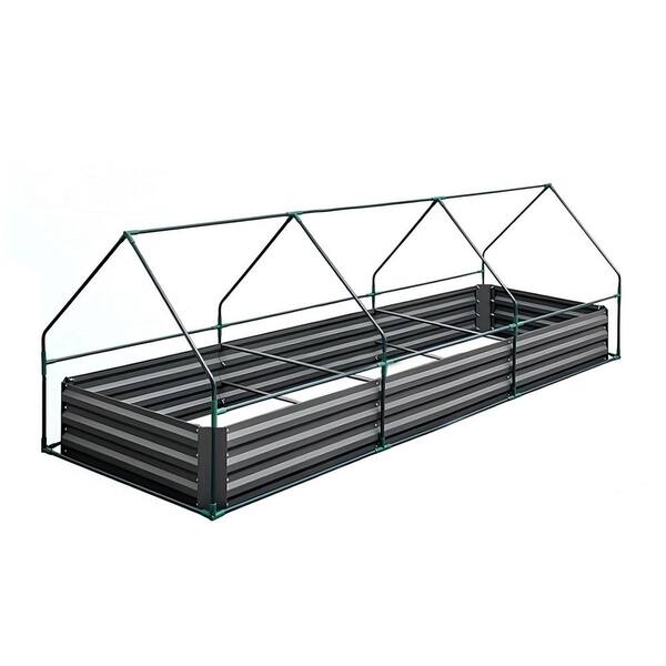 94 x 47.2 in Clear Metal Outdoor Raised Garden Bed Galvanized Raised Beds with Cover