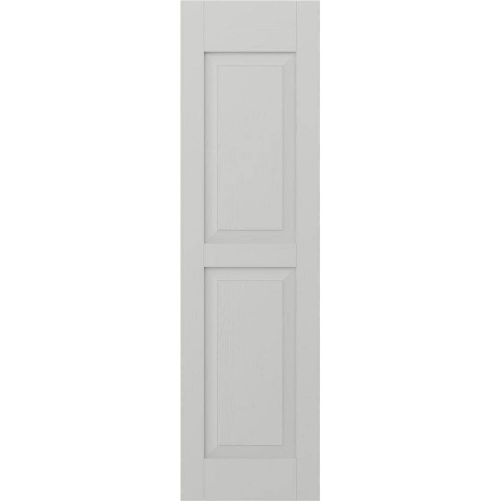 12 in. W x 35 in. H Americraft 2-Equal Raised Panel Exterior Real Wood Shutters Pair in Hailstorm Gray price history on PriceWatchPro