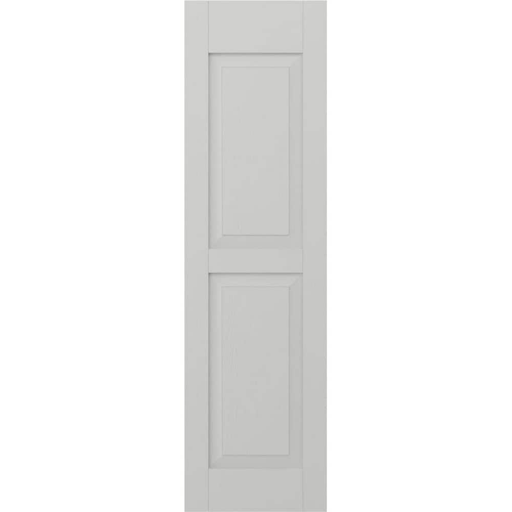 12 in. W x 62 in. H Americraft 2 Equal Raised Panel Exterior Real Wood Shutters (Per Pair) in Hailstorm Gray price history on PriceWatchPro