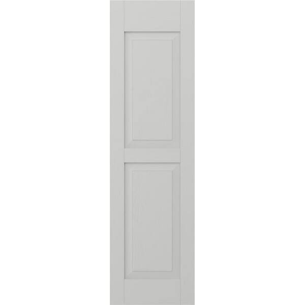 Ekena Millwork 12-in W x 69-in H Americraft Two Equal Raised Panel Exterior Real Wood Shutters (Per Pair), Hailstorm Gray