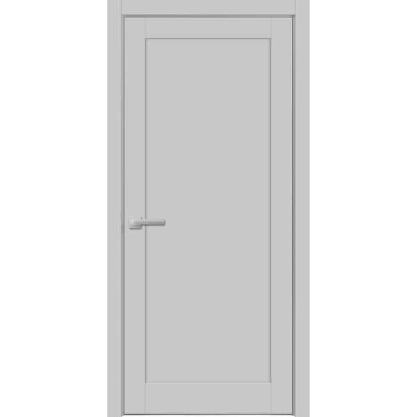 4111 28 in. x 84 in. Right-Hand/Inswing Solid Matte Grey Single Prehung Interior Door with Hardware