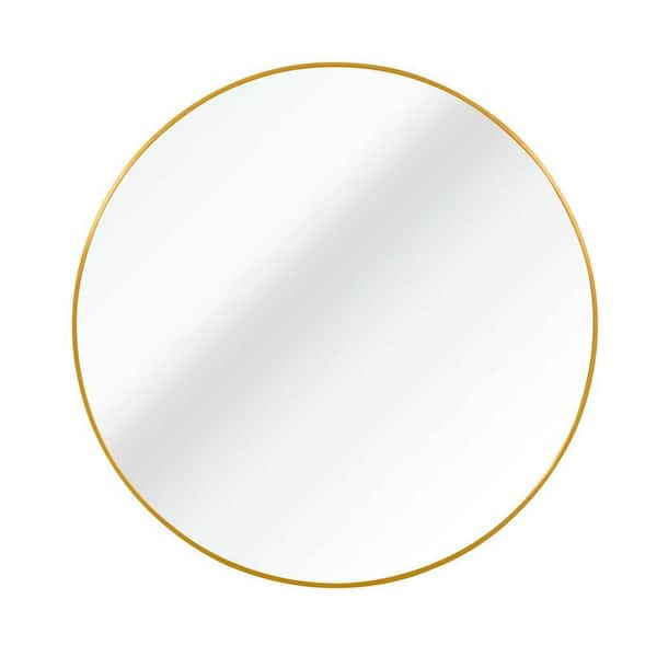Gold 30 in. W x 30 in. H Metal Round Mirror-Vanity Mirror Wall Decorfor Bathroom, Bedroom, Living Room, Cloakroom