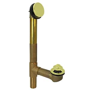 Solder-In Brass Bath Waste Assembly with Twist & Close Drain and Illusionary No-Hole Overflow Cover, Polished Brass
