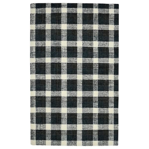 4 ft. x 6 ft. Multi-Colored and Ivory Wool Plaid Hand Tufted Area Rug