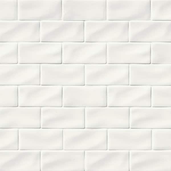 MSI Whisper Handcrafted 3 in. x 6 in. Glossy Ceramic White Handmade Subway  Tile (1 sq. ft./case) PT-WW36