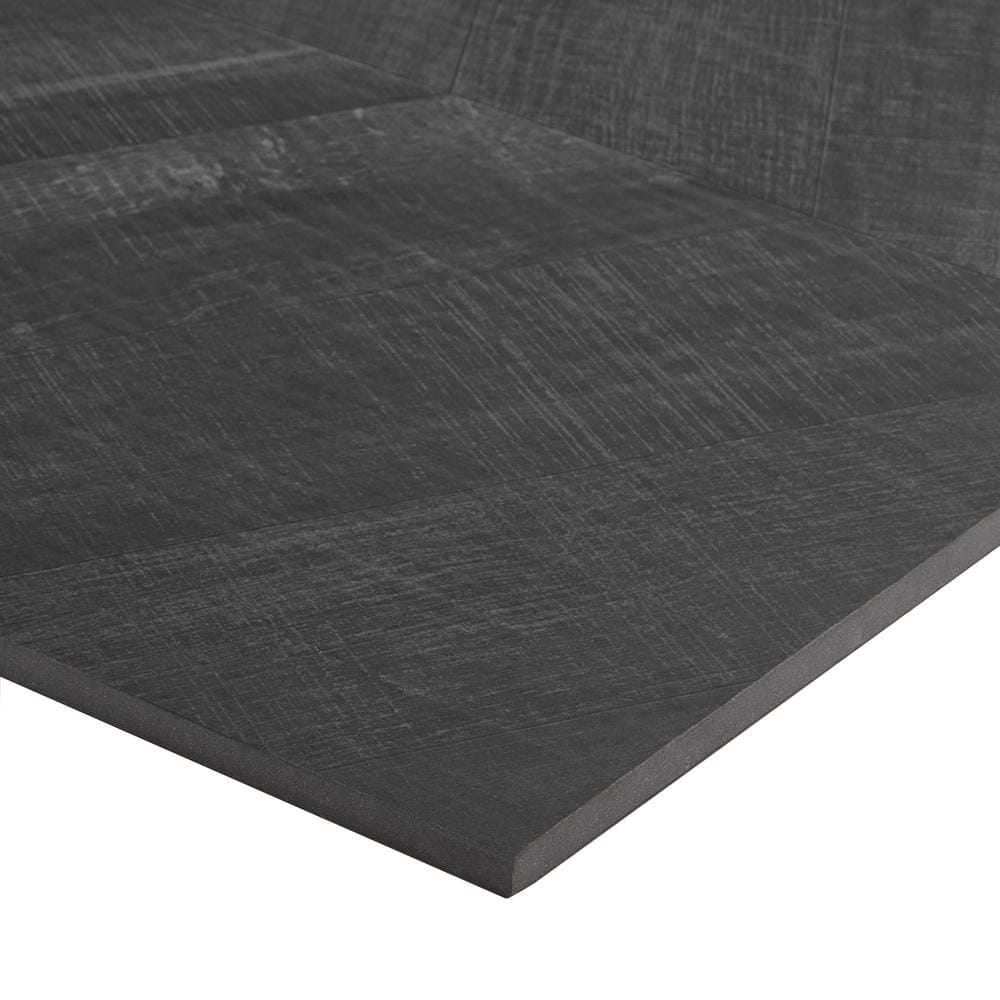 Auburn Chevron 24x48 Matte Black Porcelain Floor and Wall Tile