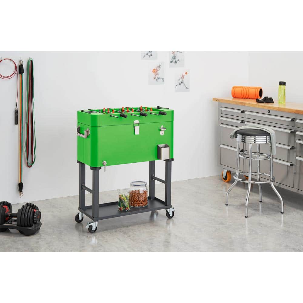 Electric Green Steel Foosball Cooler with Detachable Tub and Cover