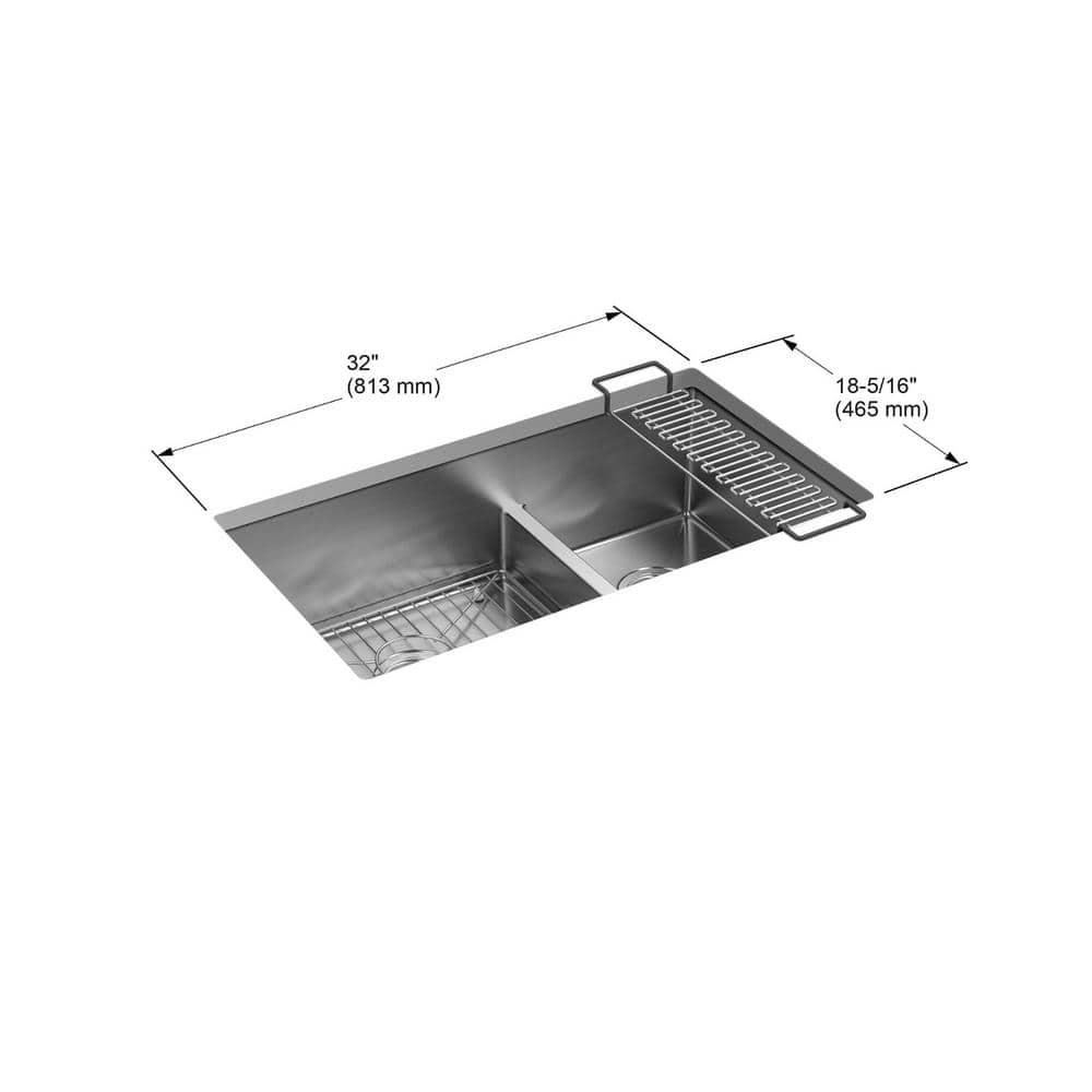 Strive 38" Stainless Steel Double Bowl Undermount Kitchen Sink