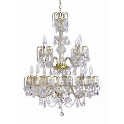 Roxy Lighting Contessa 12 Light Polished Brass Foyer Chandelier with Lucite Drops-DISCONTINUED