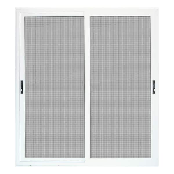 Unique Home Designs 72 in. x 80 in. White Sliding Ultimate Security Patio Screen Door with Meshtec Screen