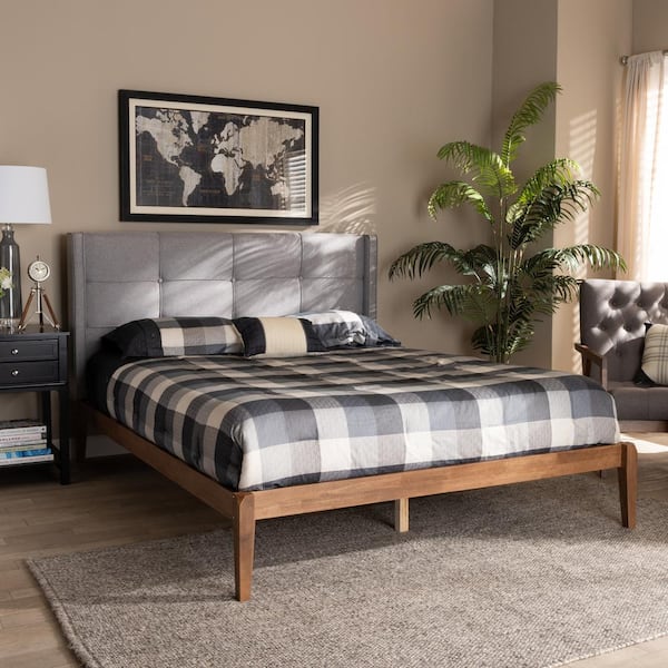 Baxton Studio Edmond Grey Ash Walnut Full Platform Bed 164 10665