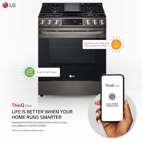 LG LRG3061BD 5.4 cu.ft. Gas Single Oven Range with 5 BNR, EasyClean®,  Griddle, Black Stainless Steel 